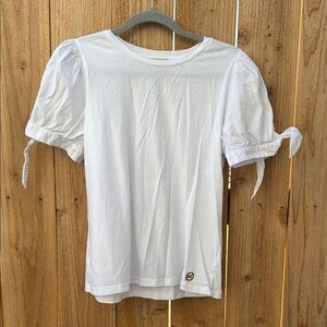 Michael Kors White Tie Front Short Sleeve Blouse